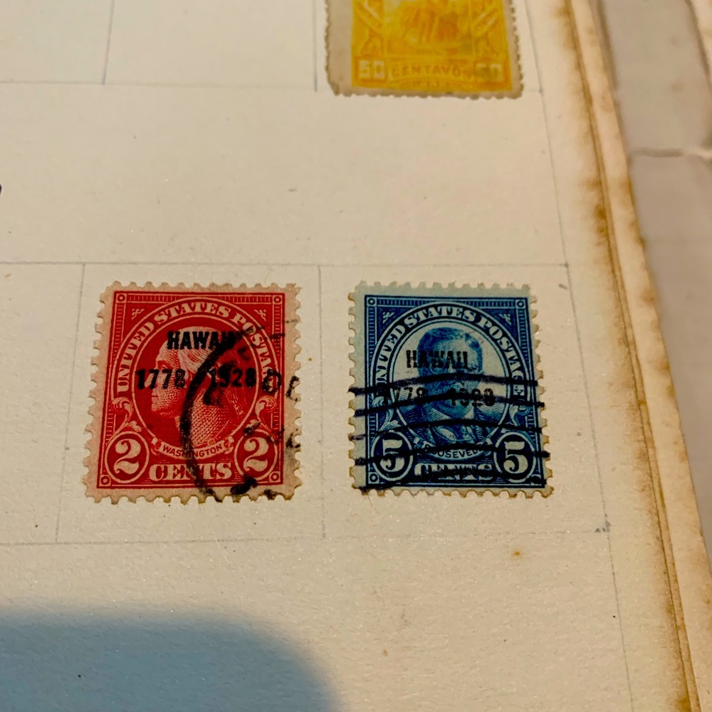 Rare two cent and five cent 1928 cancellation date, Hawaii